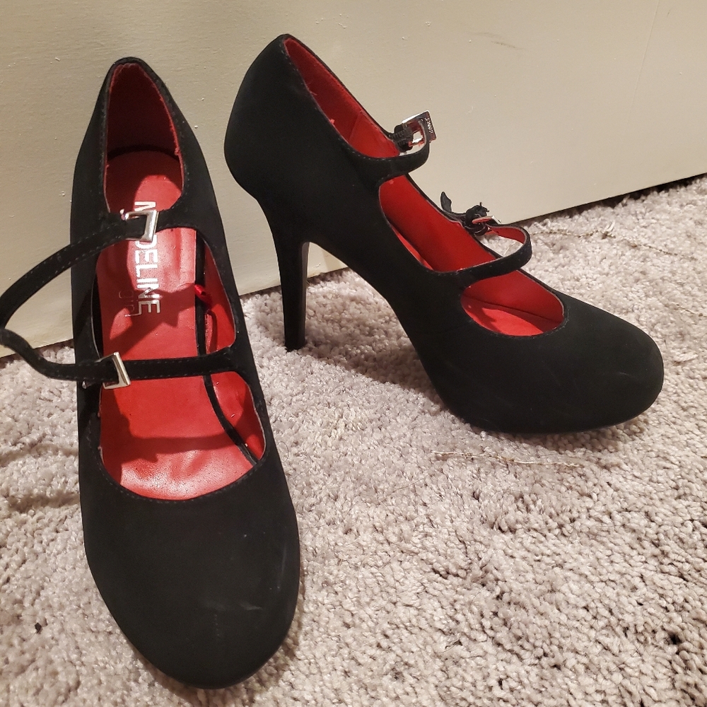 Madeline Girl Black Suede Heels